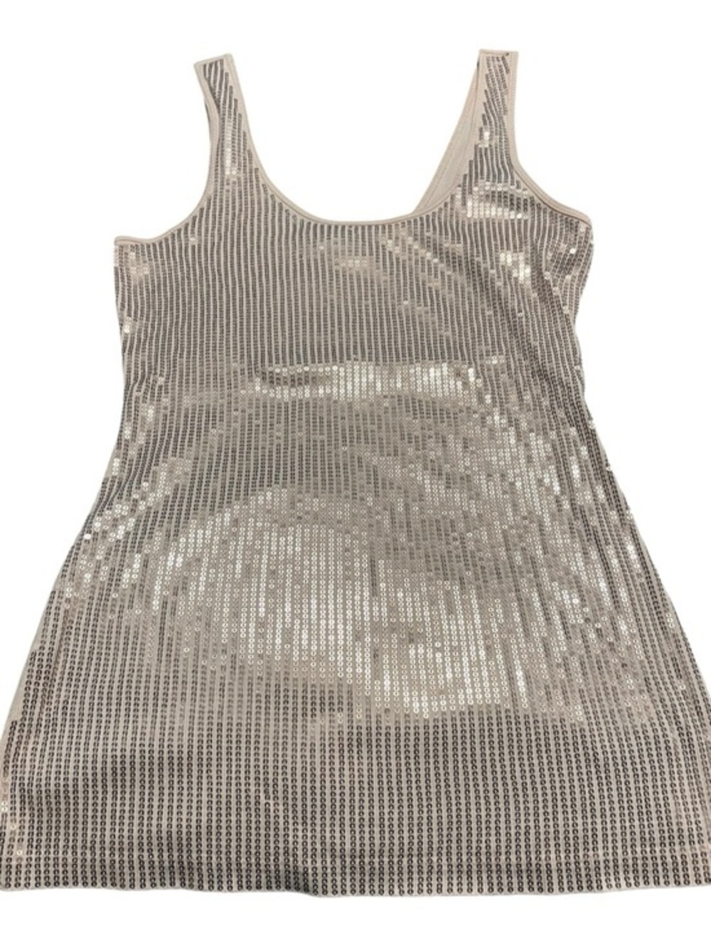 Express Sequin Tank Top in Light Beige
